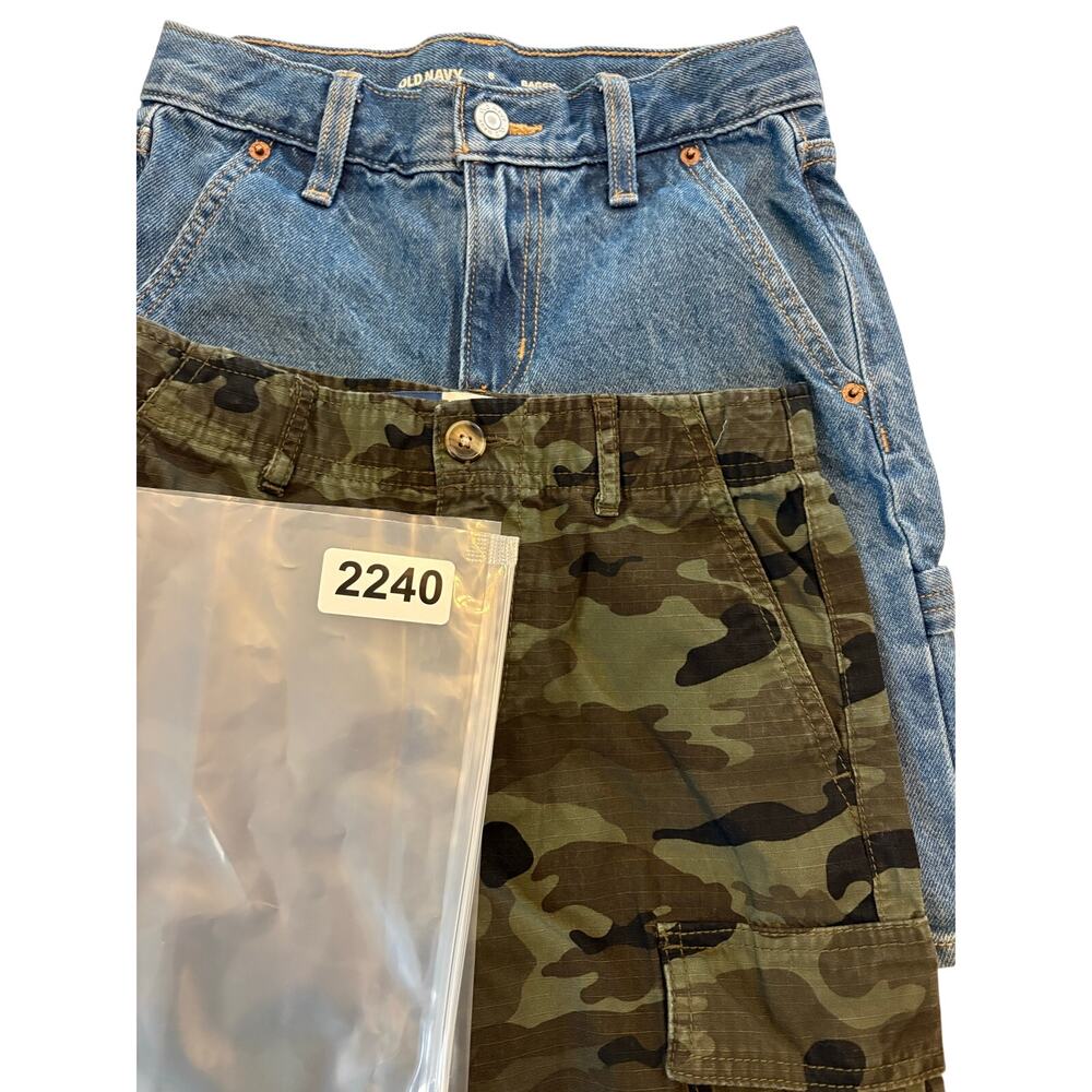 Lot of 2 Old Navy Boys Shorts Size 8 Denim Carpenter Camo Cargo Adjustable Waist - Picture 16 of 16
